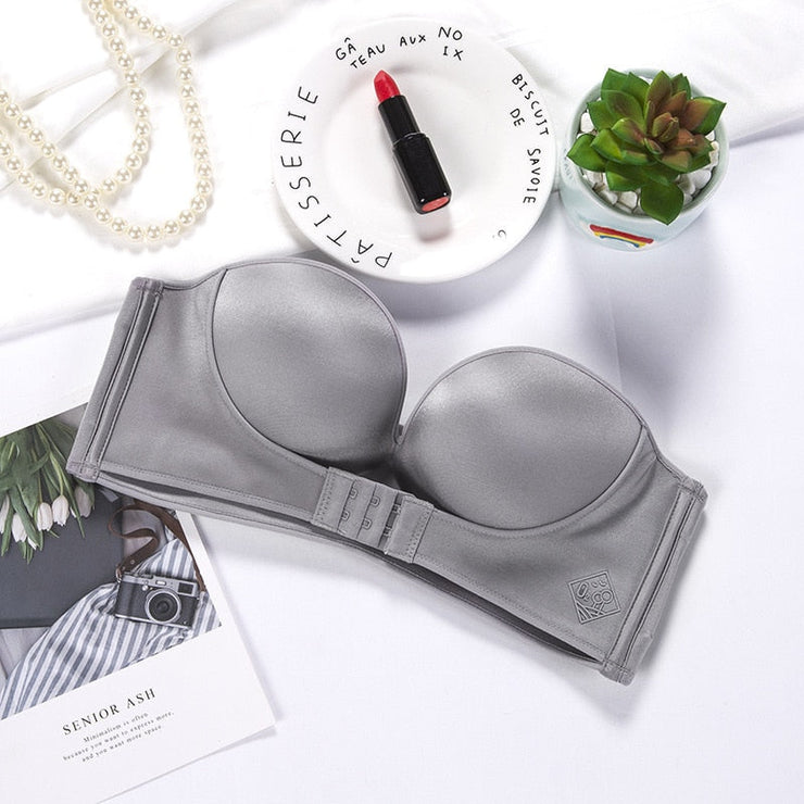 Reggiseno Push Up Senza Spalline Con Fibbia Frontale – Antiscivolo, Invisibile E Seamless – Donna