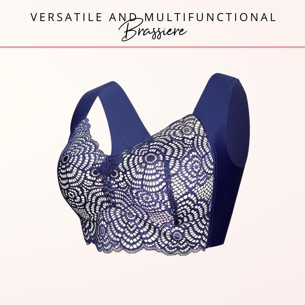 Magic Wire Free Lace Bra Thin Cup Plus Size, Secured Chest With Thick ...